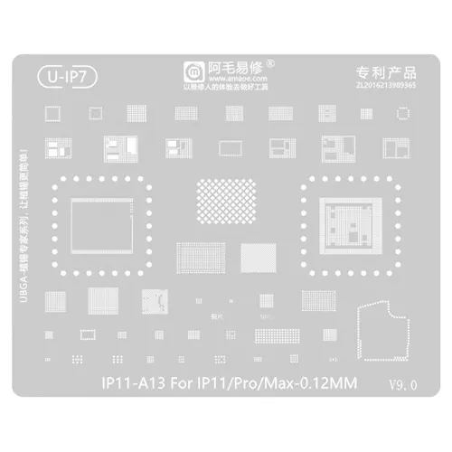 Replacement for AMAOE U-IP7/IP11 0.12MM A13 BGA REBALLING STENCIL - Quality Phone Parts in Sri Lanka